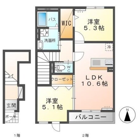 神栖市知手中央９丁目新築アパートⅠ（仮の物件間取画像